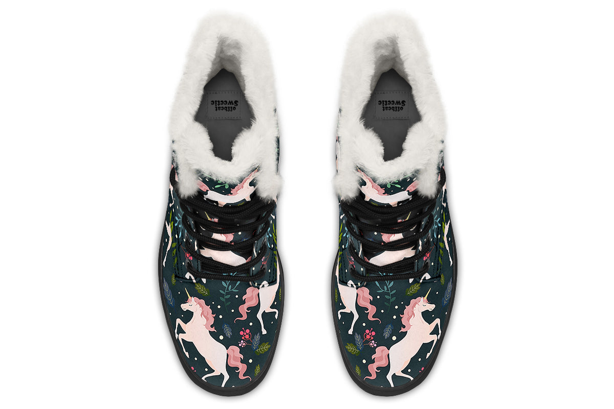 Unicorn Garden Faux Fur Boots