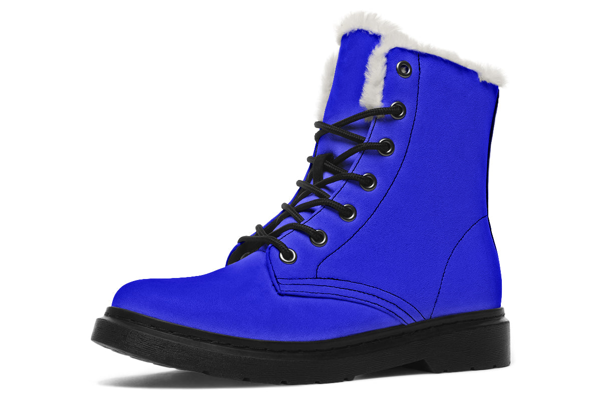 Vivid Blue Faux Fur Boots