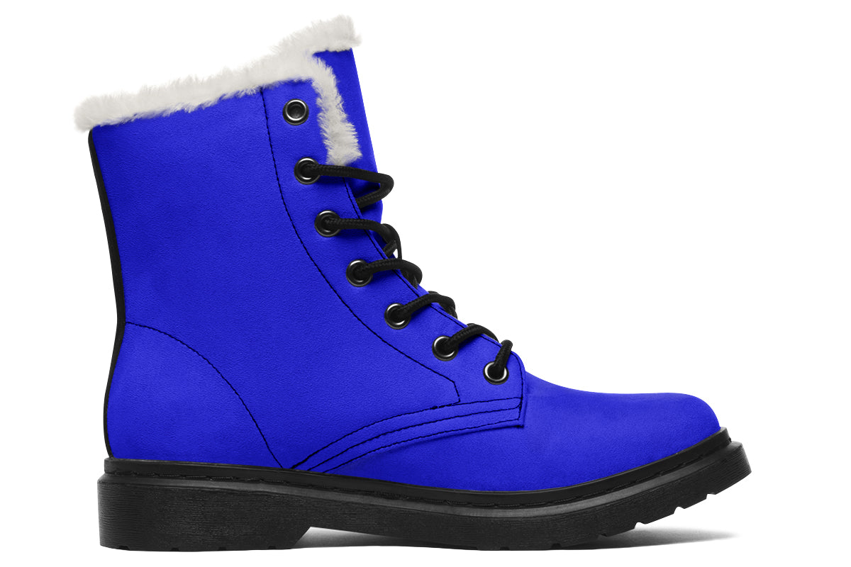 Vivid Blue Faux Fur Boots