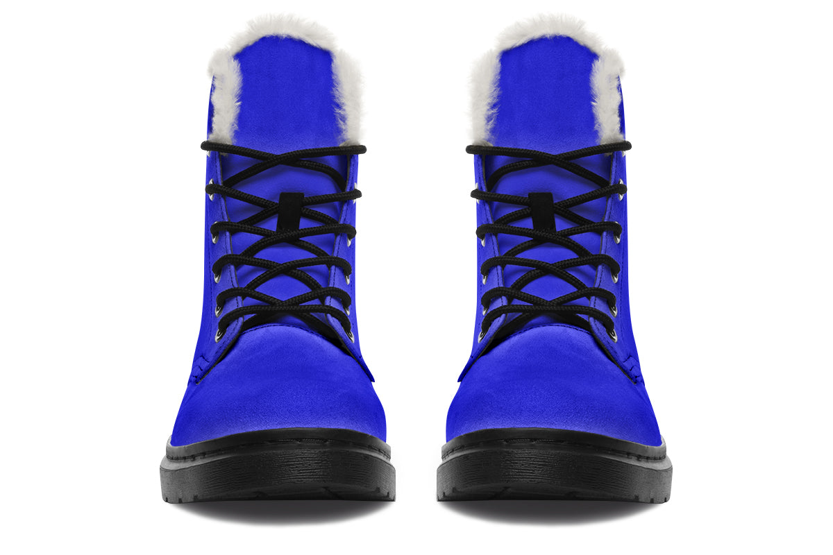 Vivid Blue Faux Fur Boots