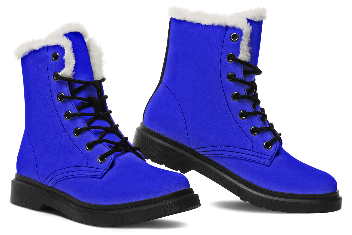 Vivid Blue Faux Fur Boots