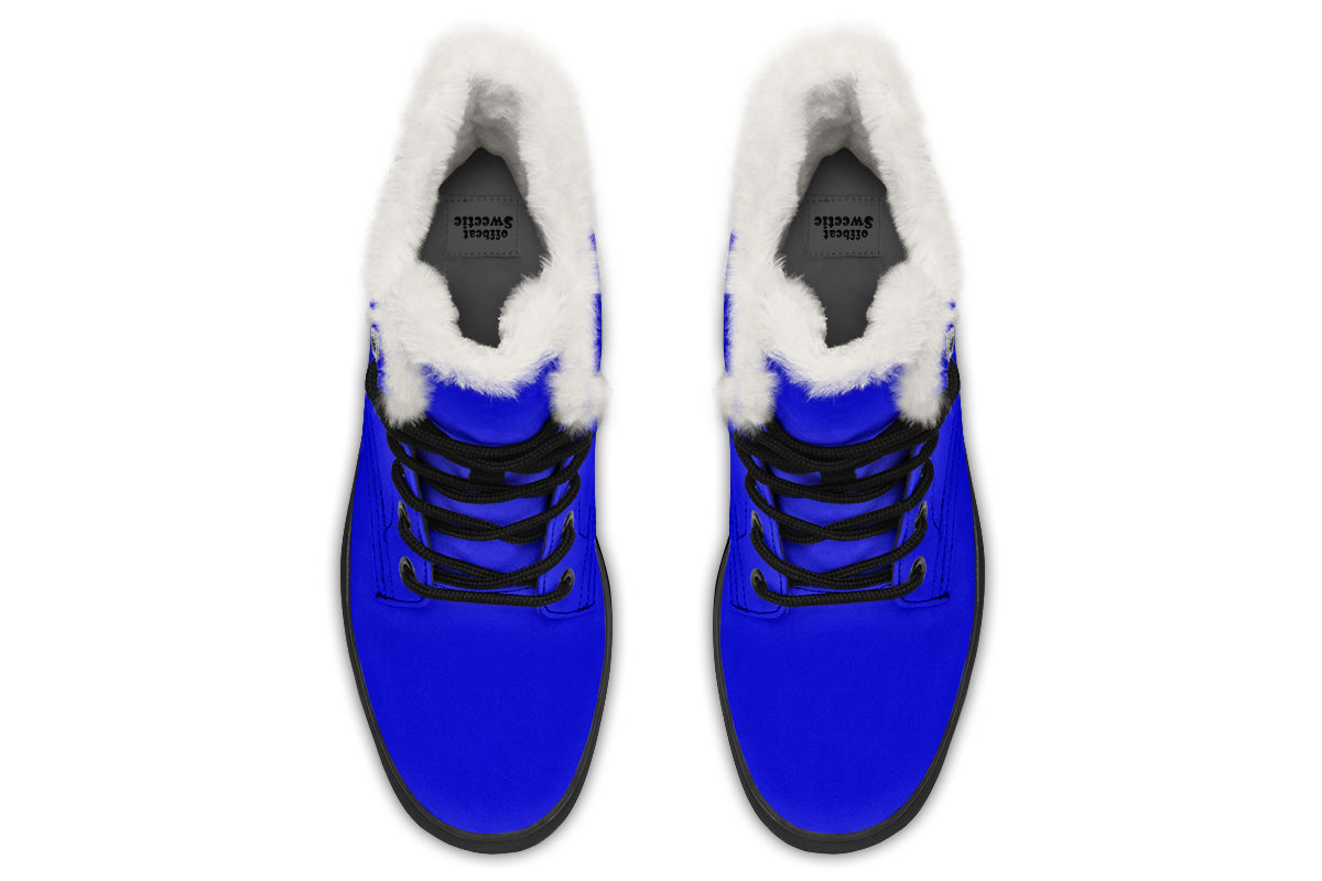 Vivid Blue Faux Fur Boots