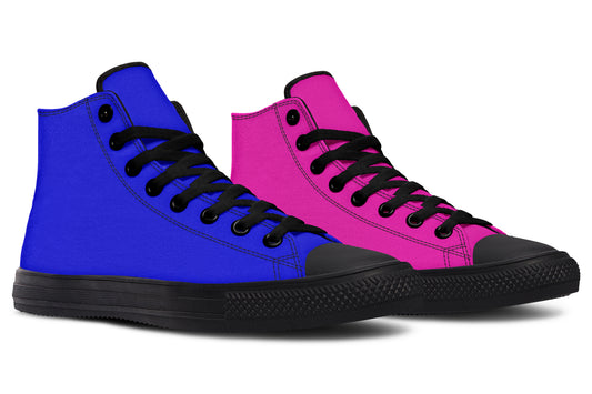 Blue And Pink Mismatch High Tops