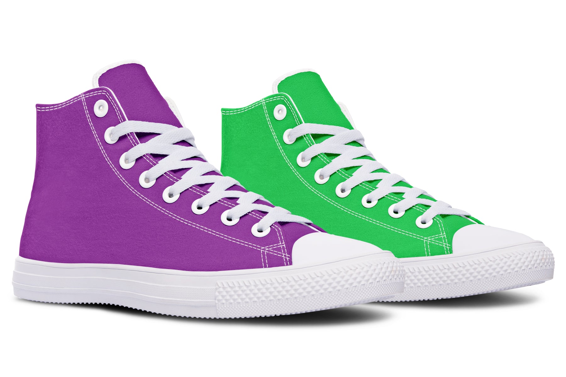 Green And Purple Mismatch High Tops