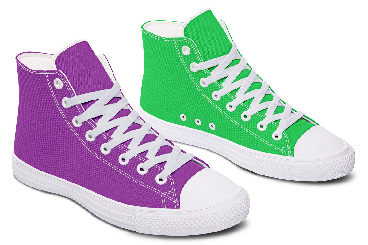 Green And Purple Mismatch High Tops