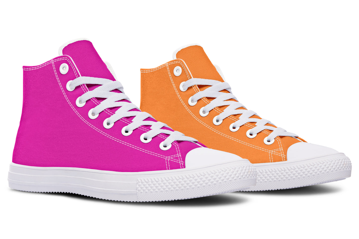 Pink And Orange Mismatch High Tops