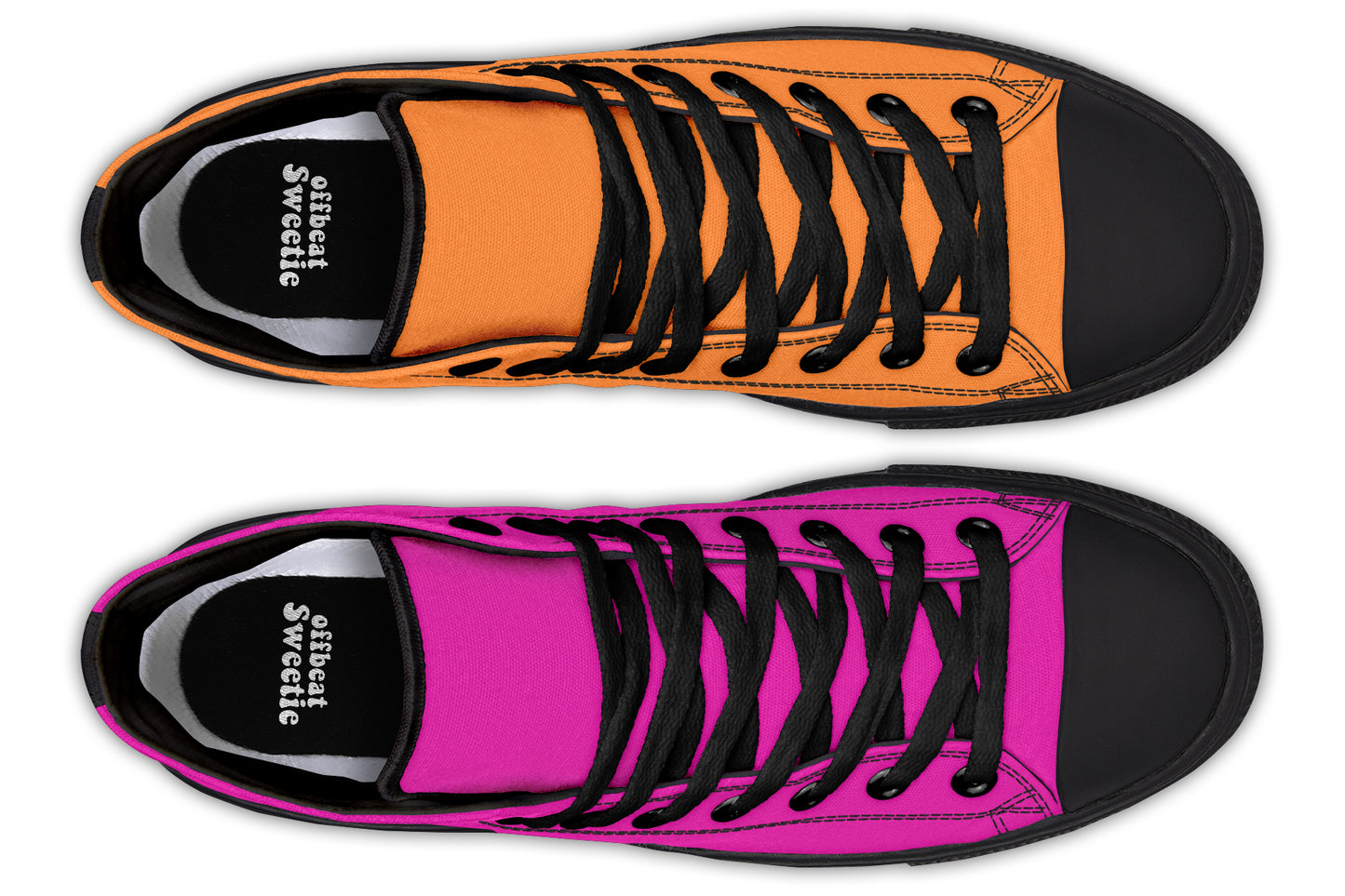 Pink And Orange Mismatch High Tops