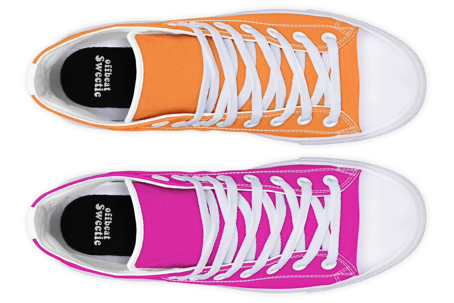 Pink And Orange Mismatch High Tops