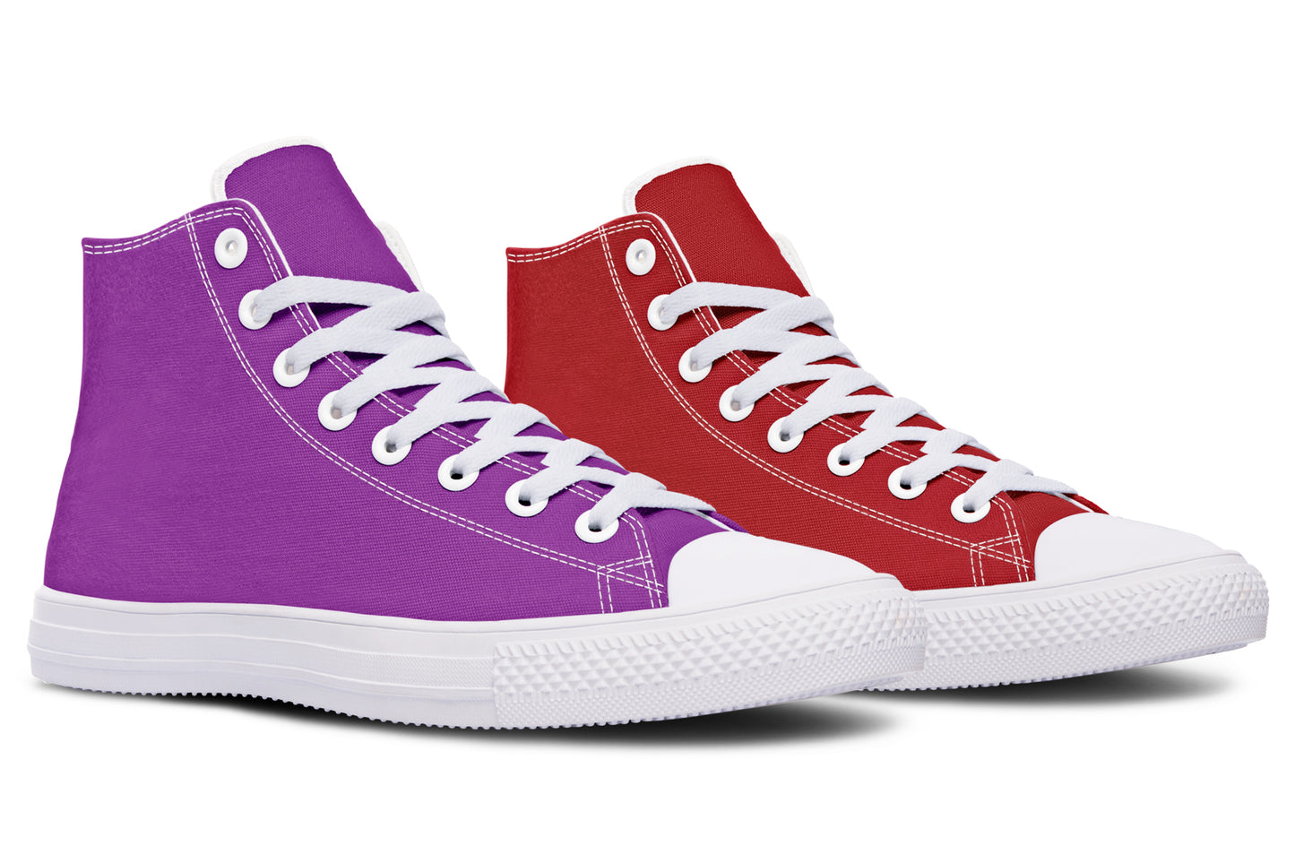 Purple And Red Mismatch High Tops