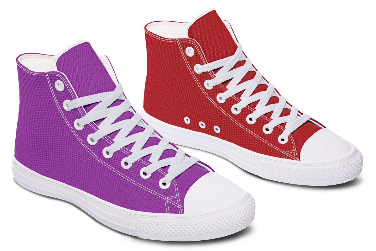 Purple And Red Mismatch High Tops