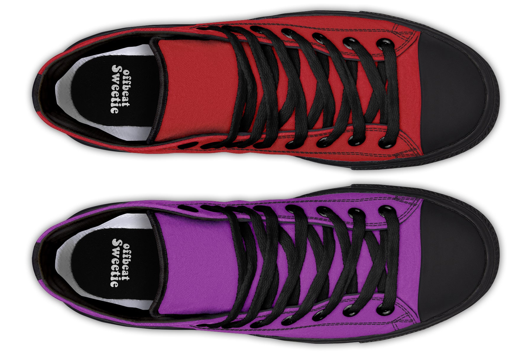 Purple And Red Mismatch High Tops