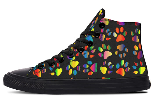 Rainbow Paw Prints High Tops