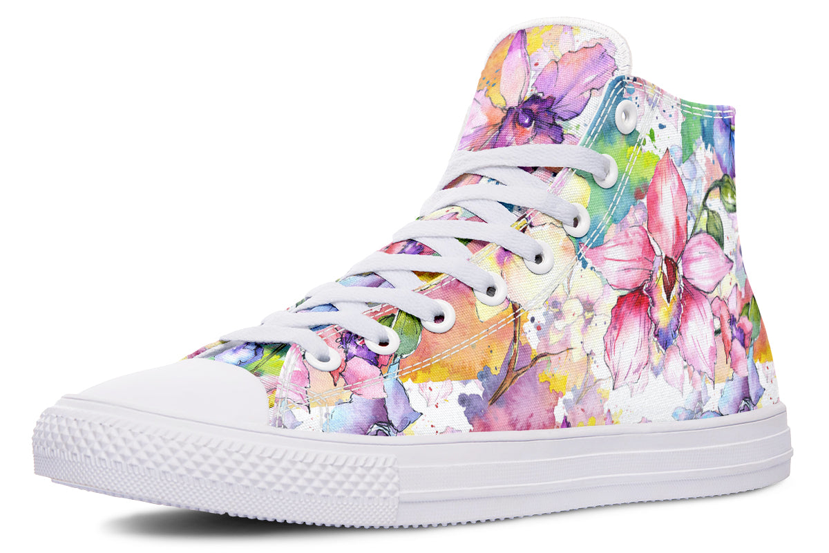 Watercolour Flowers High Tops