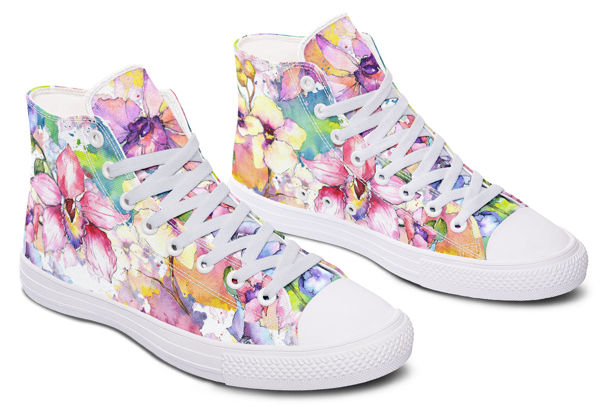 Watercolour Flowers High Tops