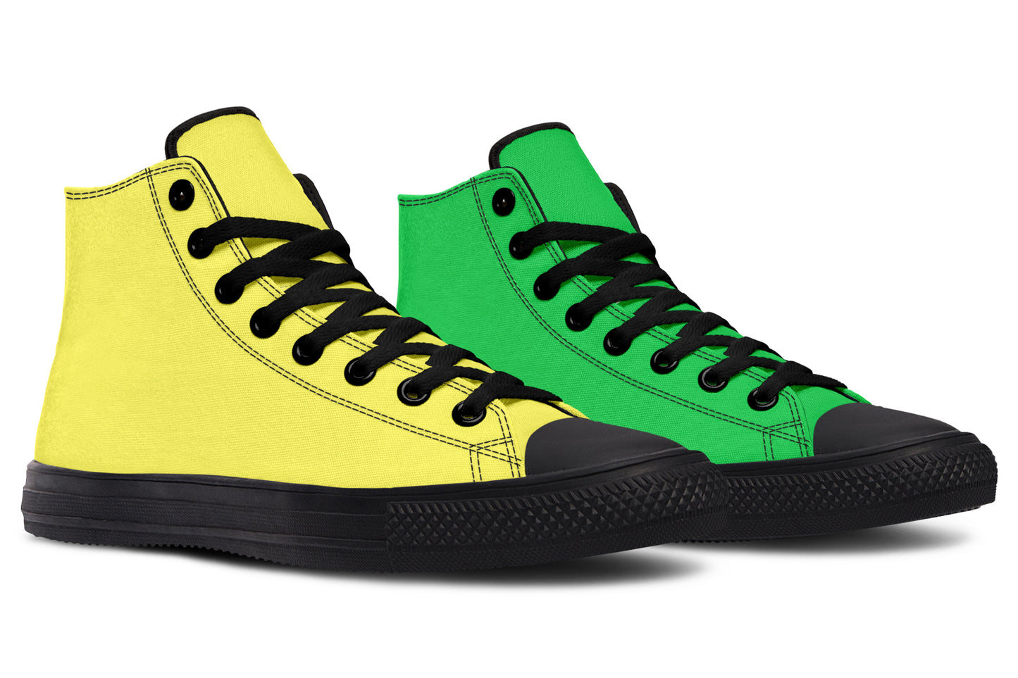 Yellow And Green Mismatch High Tops