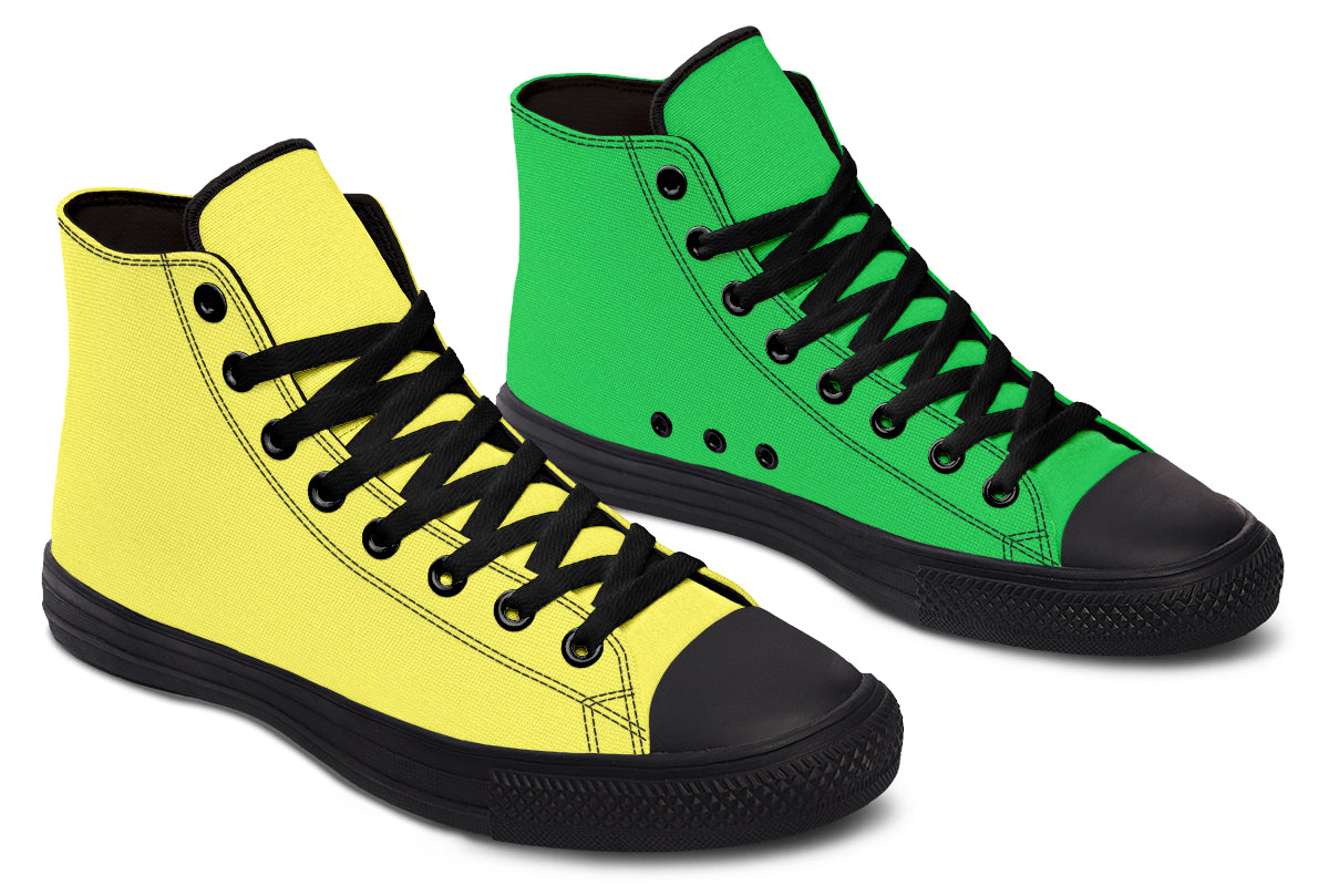 Yellow And Green Mismatch High Tops