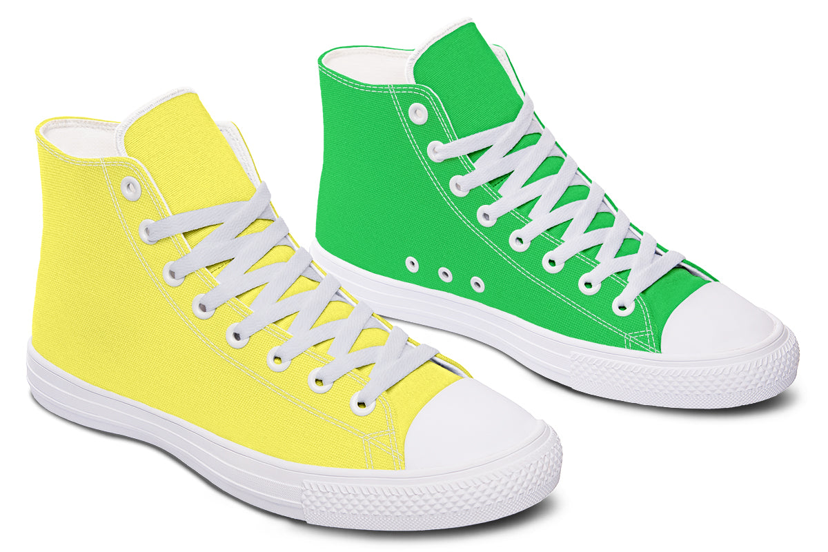 Yellow And Green Mismatch High Tops