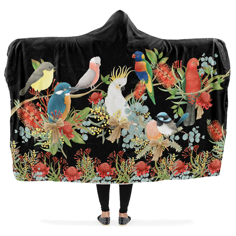 Australian Birds Hooded Blanket