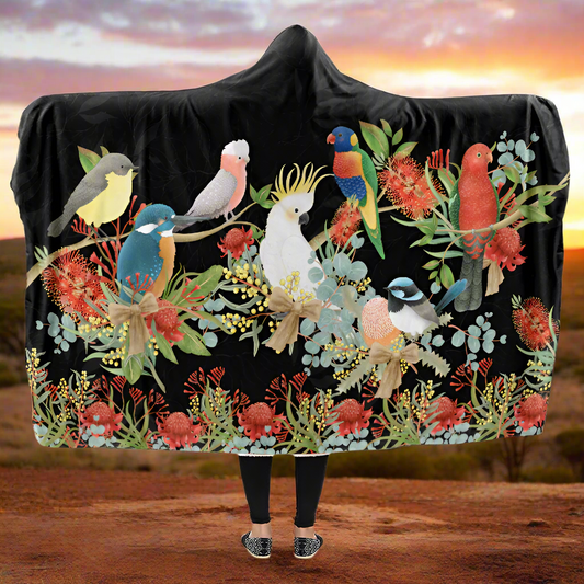 Australian Birds Hooded Blanket