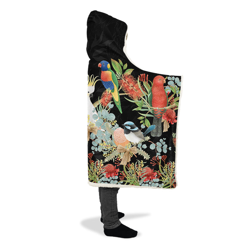 Australian Birds Hooded Blanket