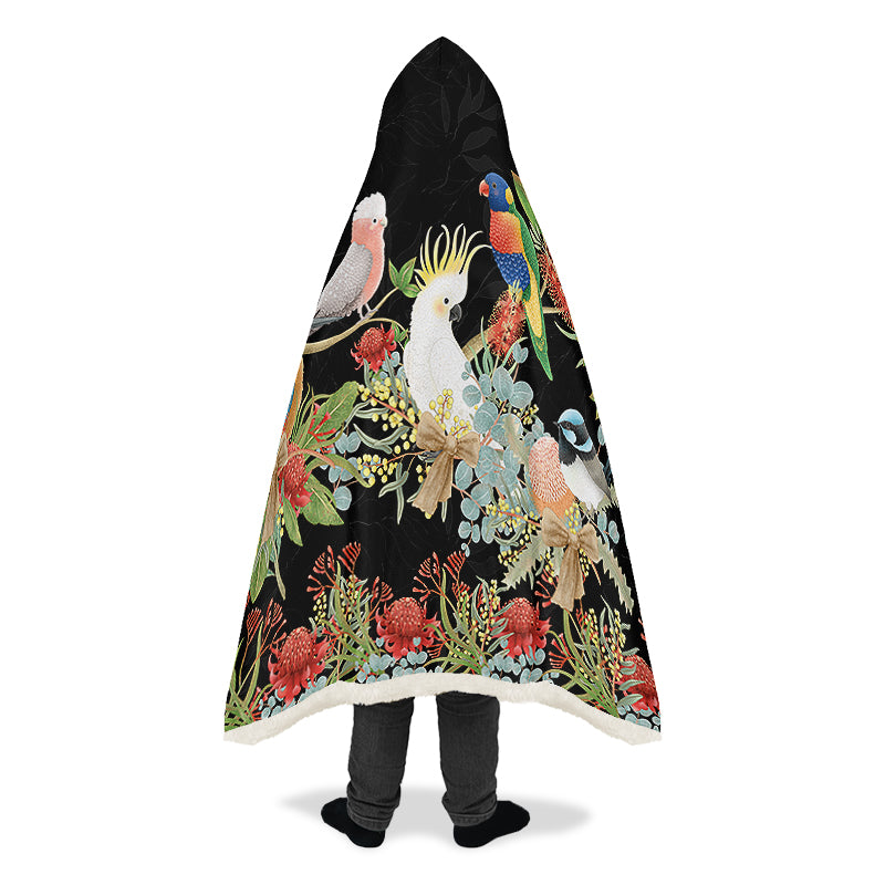 Australian Birds Hooded Blanket