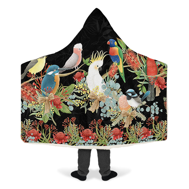 Australian Birds Hooded Blanket