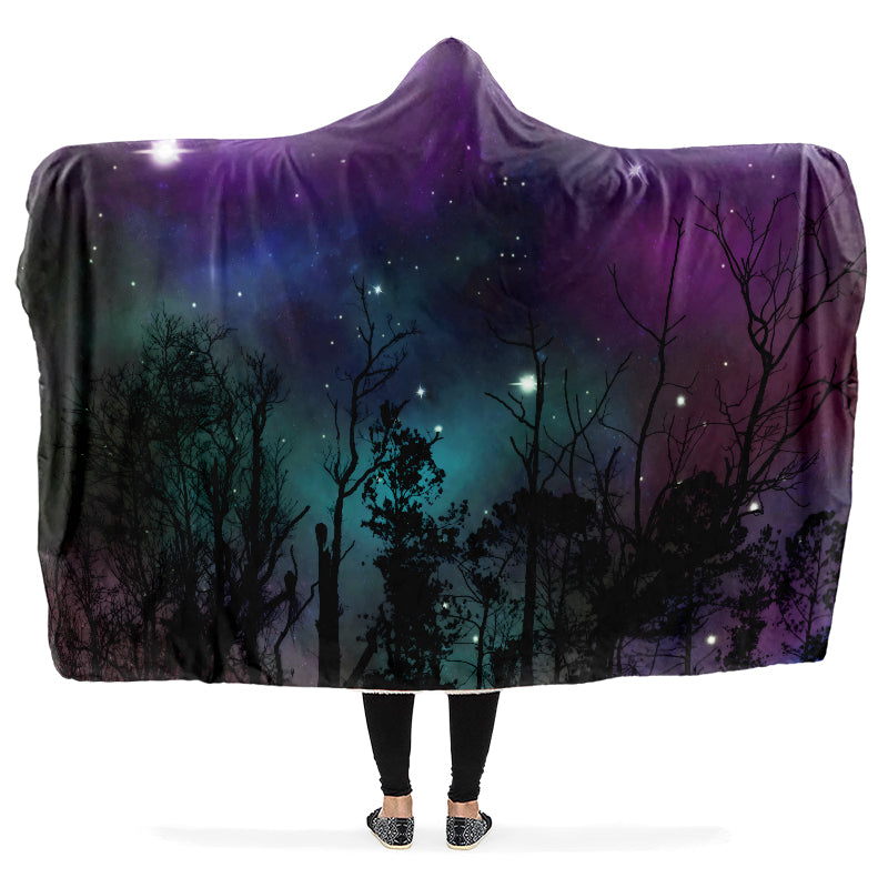 Forest And Stars Hooded Blanket