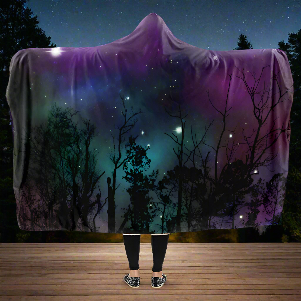 Forest And Stars Hooded Blanket