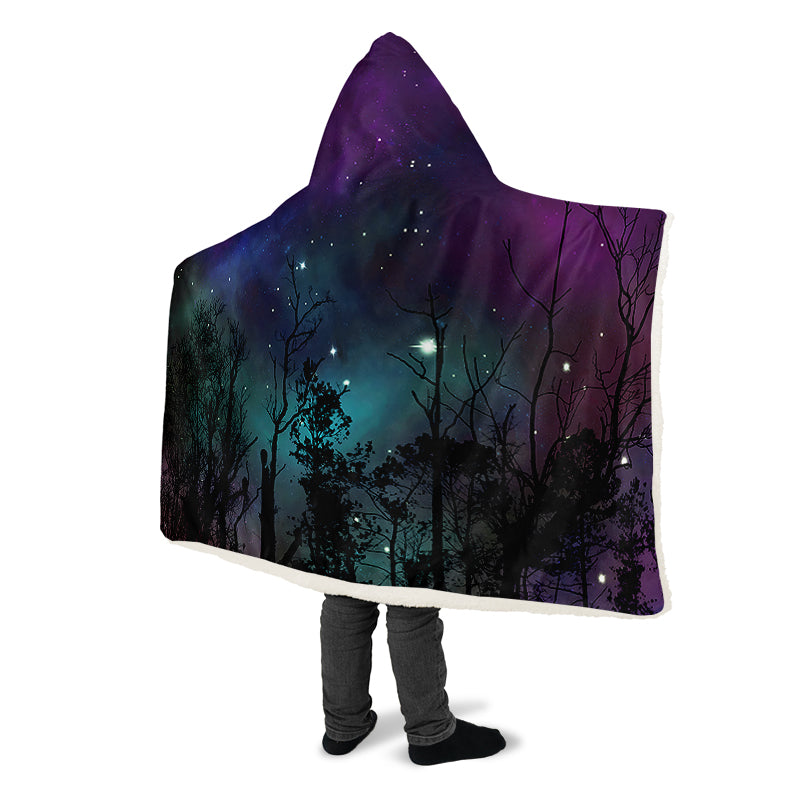 Forest And Stars Hooded Blanket