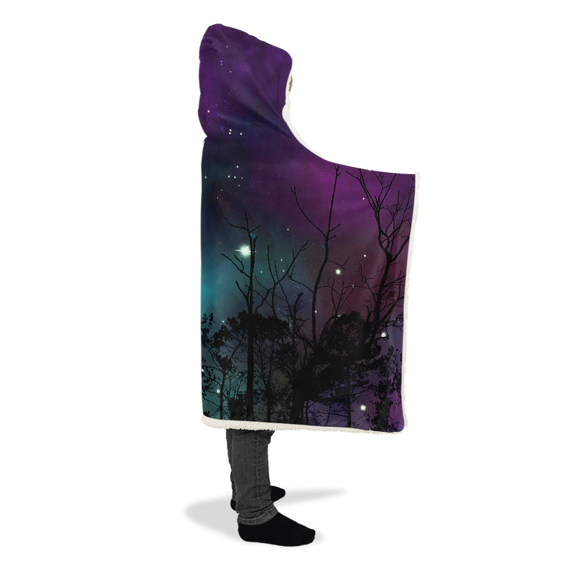 Forest And Stars Hooded Blanket