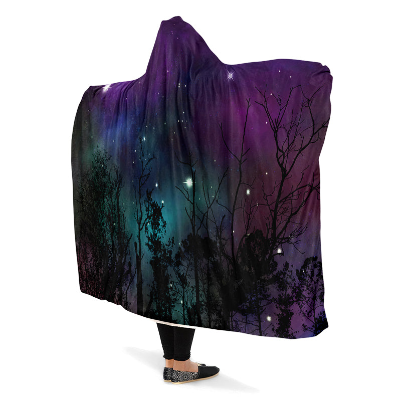 Forest And Stars Hooded Blanket