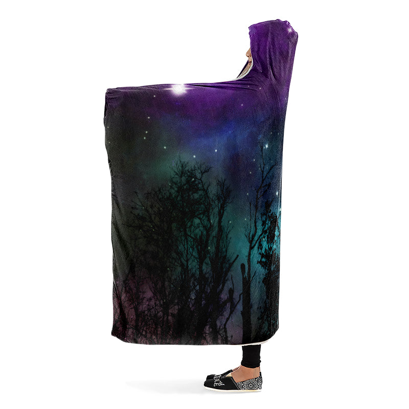 Forest And Stars Hooded Blanket