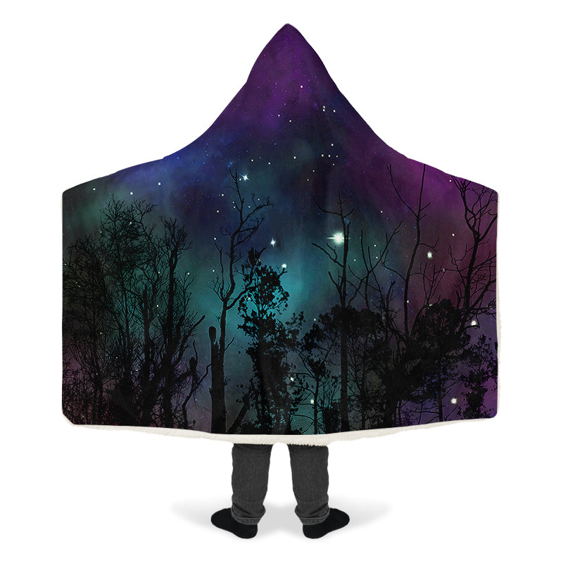 Forest And Stars Hooded Blanket