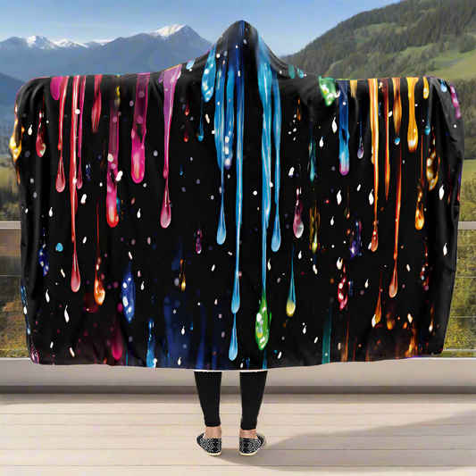 Rainbow Drips Hooded Blanket