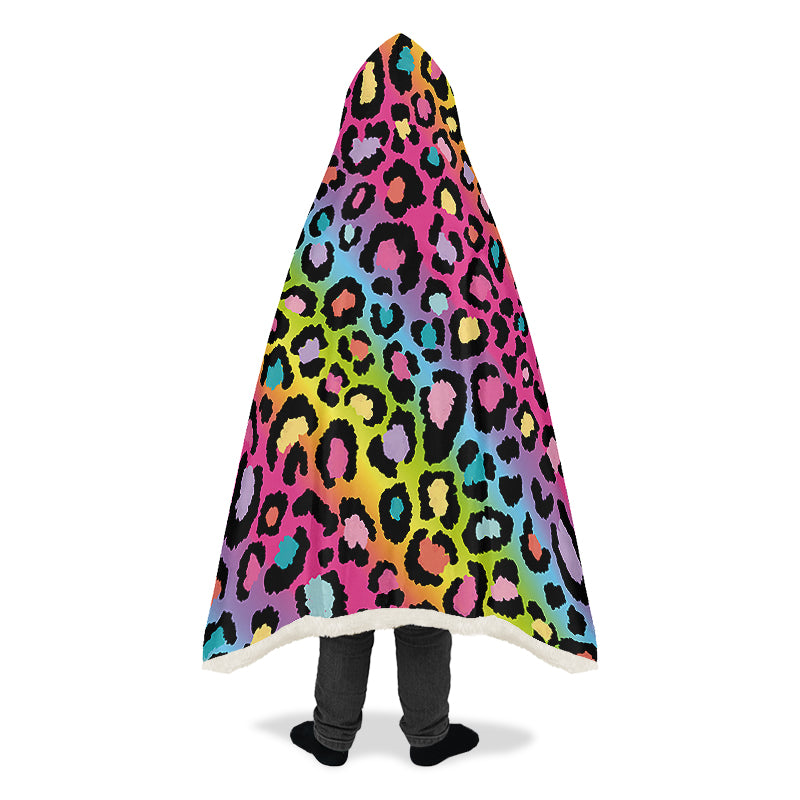 Rainbow Leopard Hooded Blanket