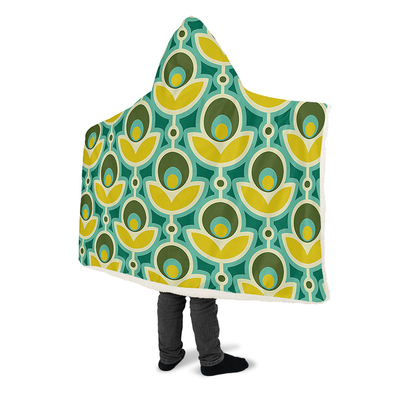 Retro Flowers Hooded Blanket