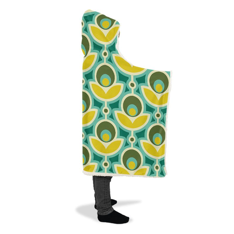 Retro Flowers Hooded Blanket