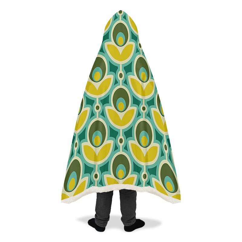 Retro Flowers Hooded Blanket