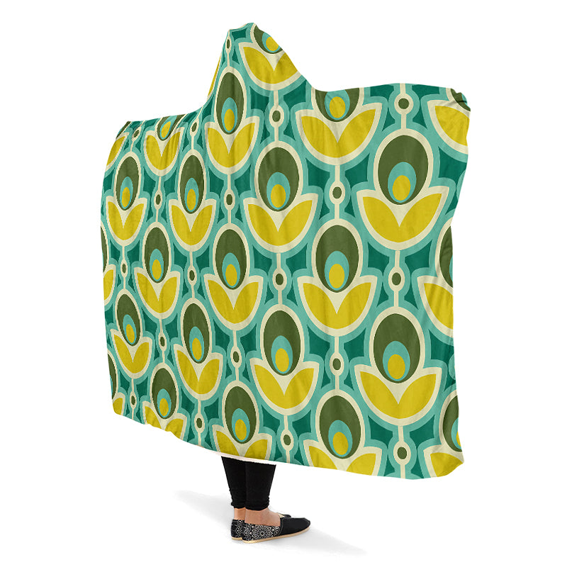 Retro Flowers Hooded Blanket