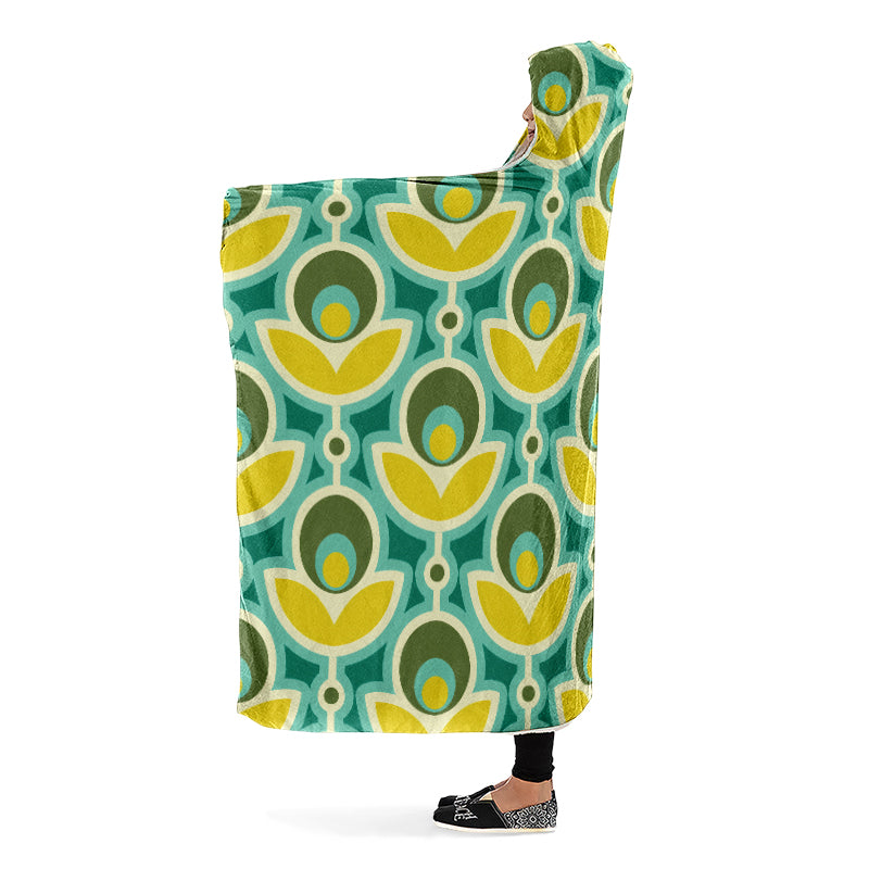 Retro Flowers Hooded Blanket