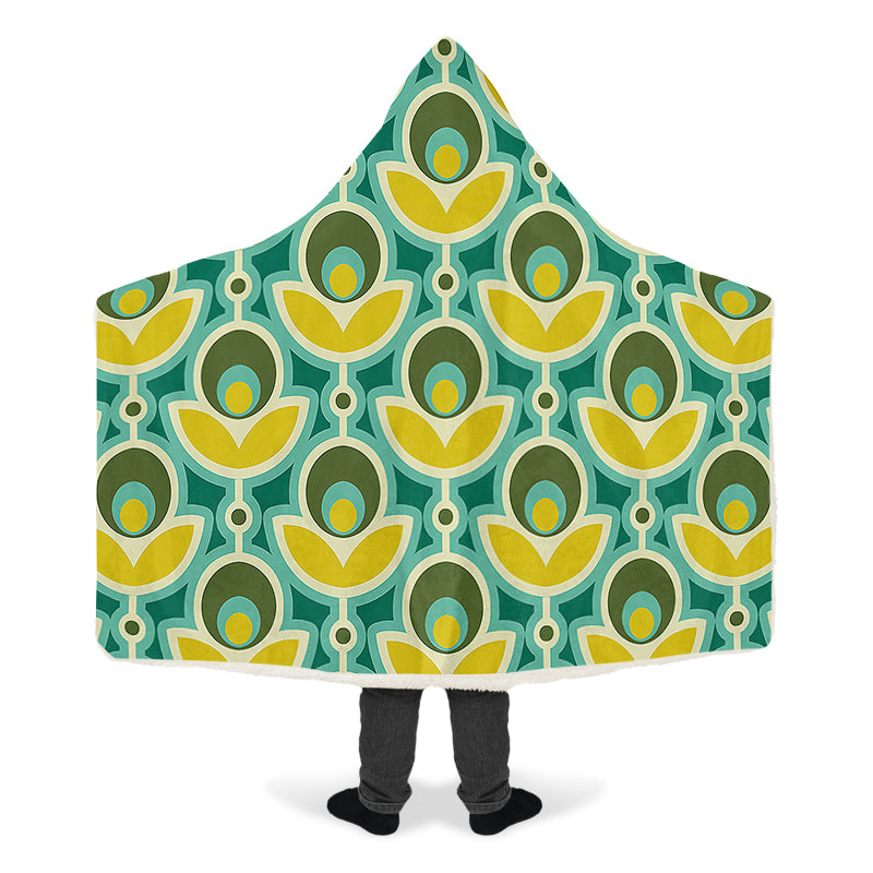 Retro Flowers Hooded Blanket