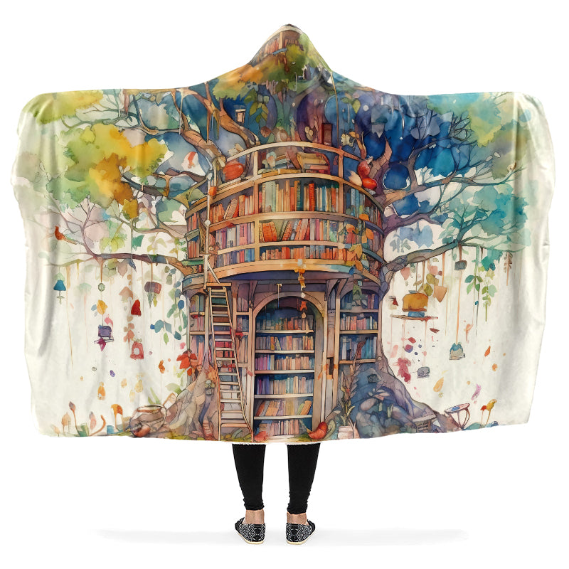 Tree Library Hooded Blanket