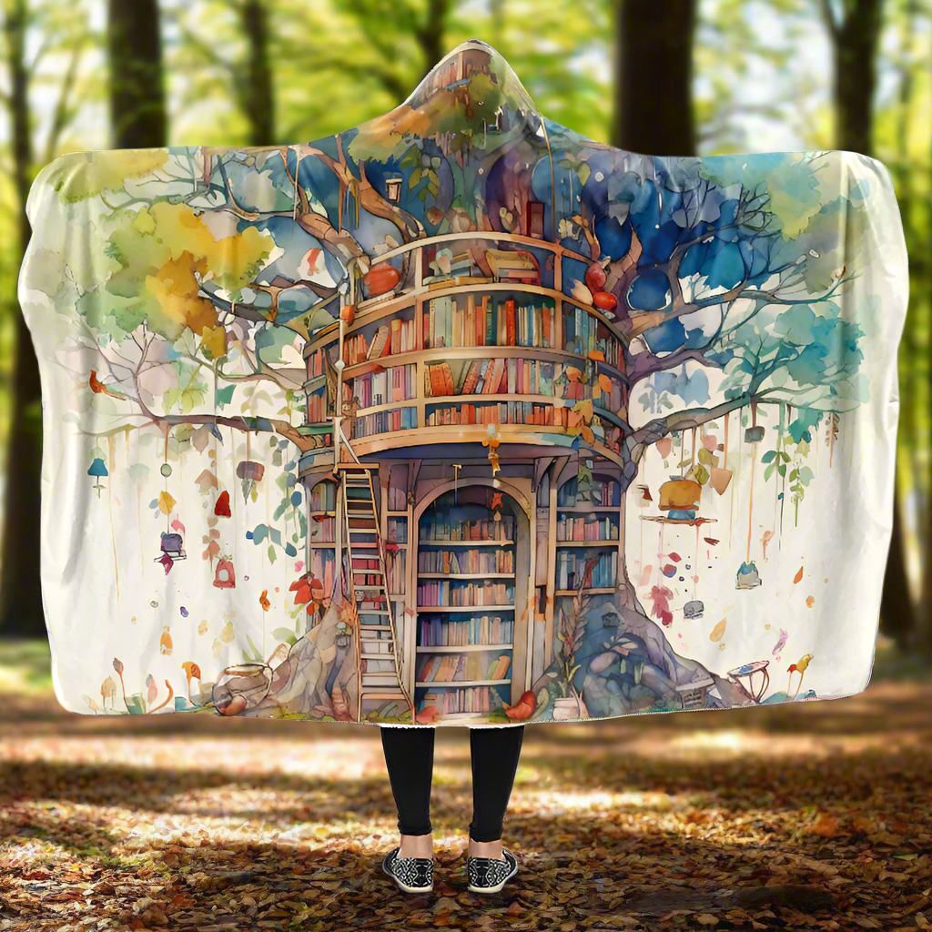 Tree Library Hooded Blanket