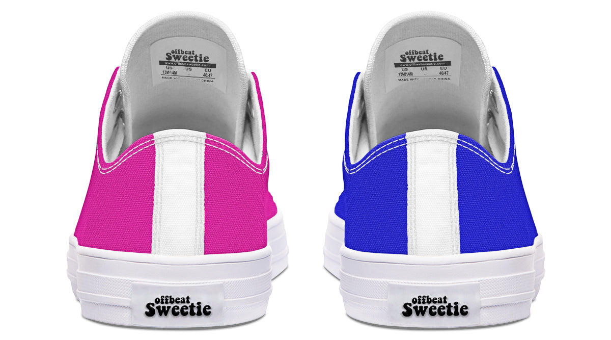 Blue and Pink Mismatched Low Tops