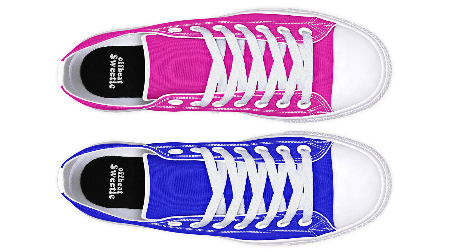 Blue and Pink Mismatched Low Tops