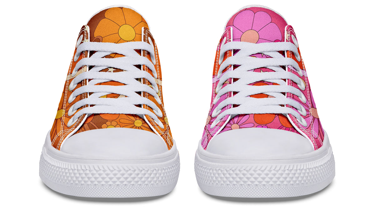 Molly's Mismatched Retro Daisies Low Tops