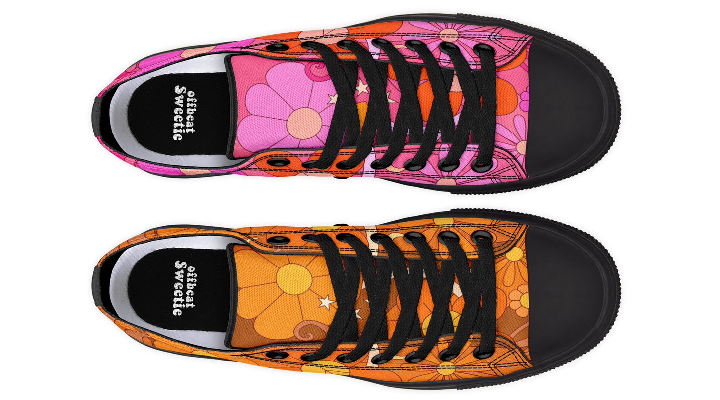 Molly's Mismatched Retro Daisies Low Tops