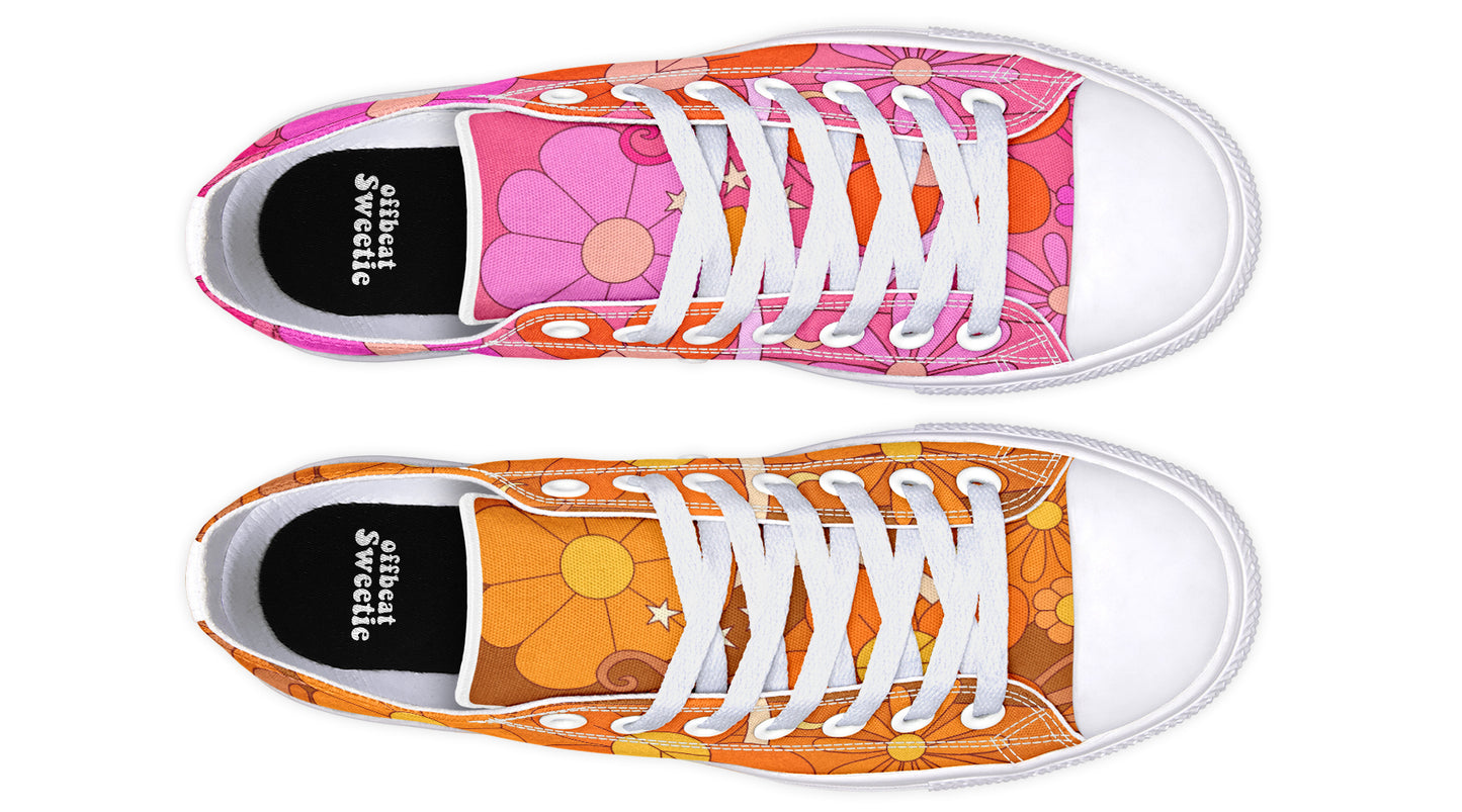 Molly's Mismatched Retro Daisies Low Tops