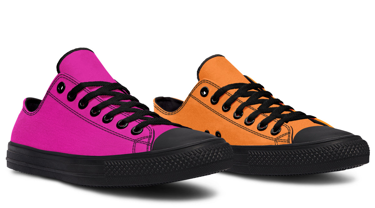 Pink And Orange Mismatched Low Tops