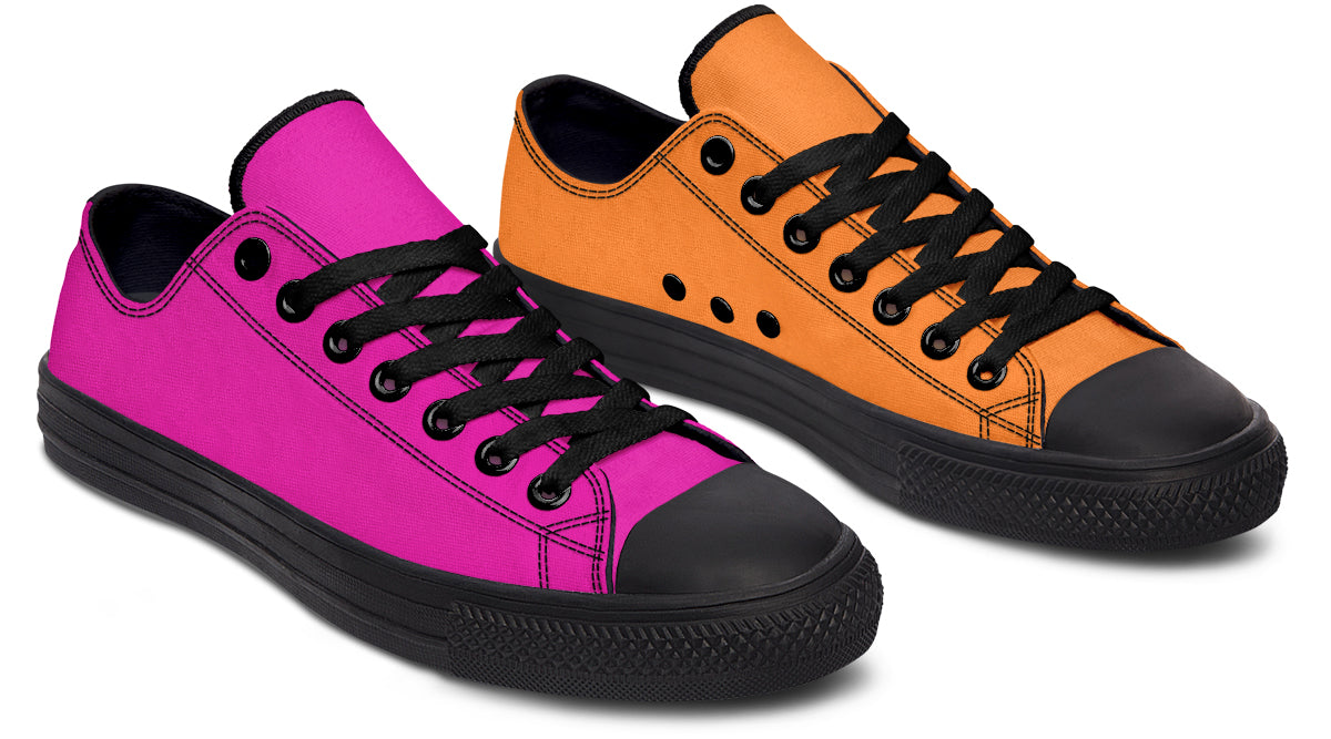 Pink And Orange Mismatched Low Tops